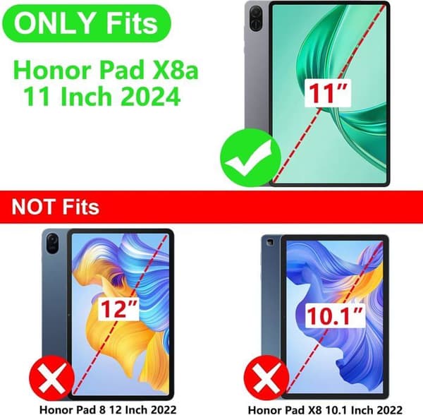 Etui til Honor Pad X8a 11 - RASENA - Kunstlæder - Sort - Multifunktionel - Blyantholder