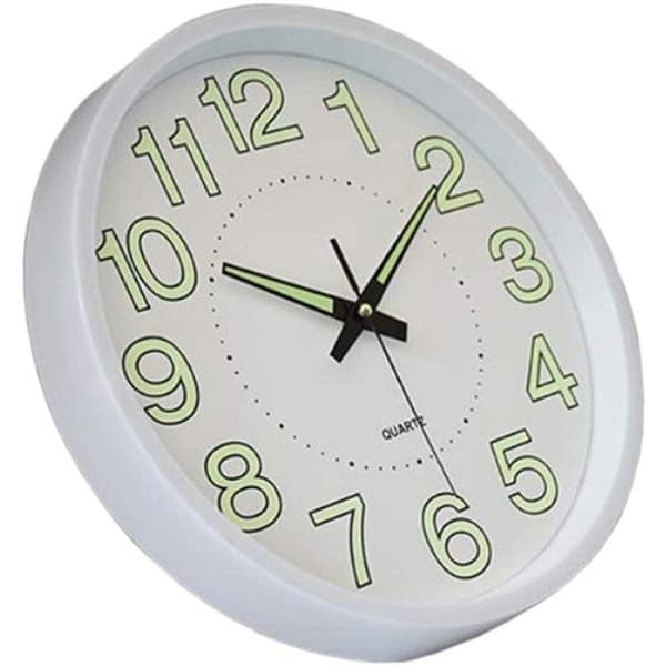 1 Väggklocka, 30 cm, tyst kvartsurverk, självlysande siffror, vardagsrum kök sovrum kontor.