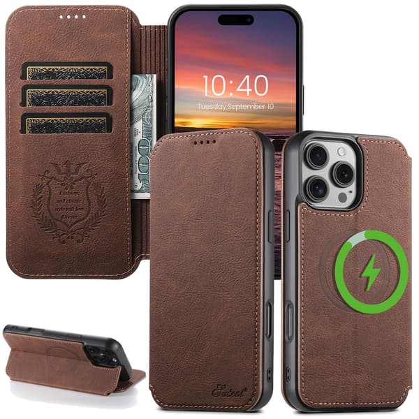 iPhone 16 Pro Wallet Case - Premium Quality with MagSafe Ljusbrun