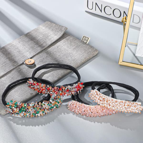 4 stk. Rhinestone Hårknold Maker Magisk Hårstyling Deft Bun Elegant Simpel Knold Maker (Mørk Farve)