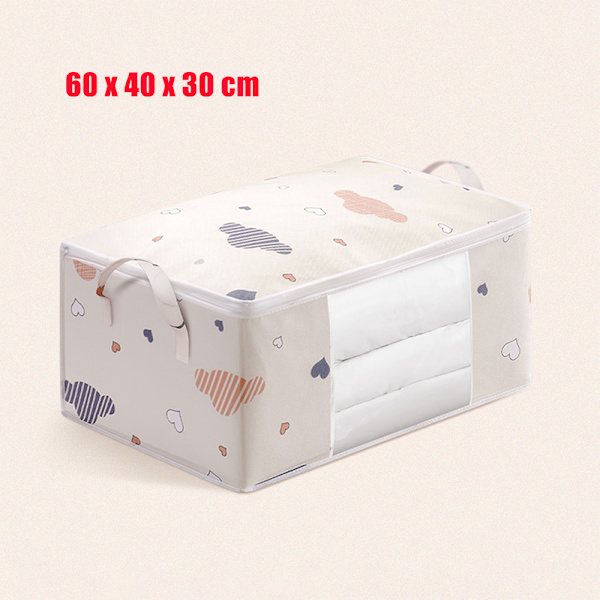 Förvaringsväska för täcken Garderob Kudde Vinterkläder Hållare Låda Stapelbara Leksaker Böcker Jeans Organizer Väska Vikbar Filt Förvaringsväska Beige - L