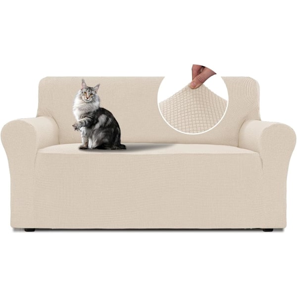 2-sits sofföverdrag, justerbara sofföverdrag, soffskydd mot katter och hundar, natur, 1 st Natural 2 seats (135-165 cm)
