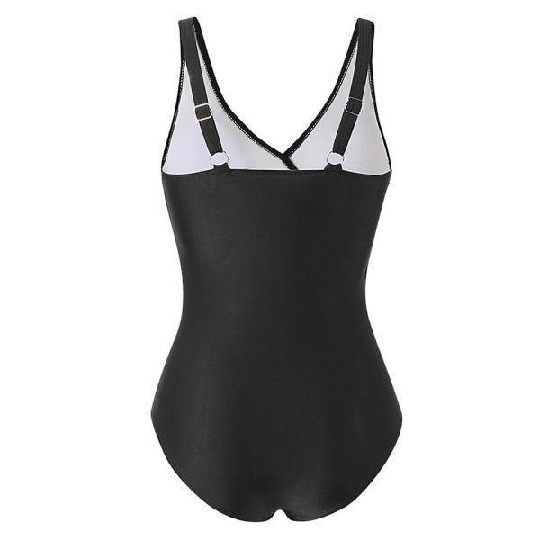 Dam-gradient i ett stycke omlott baddräkt Magekontroll Summer Beach Vadderad Monokini Bodysuit Badkläder Plus Size Black 4XL