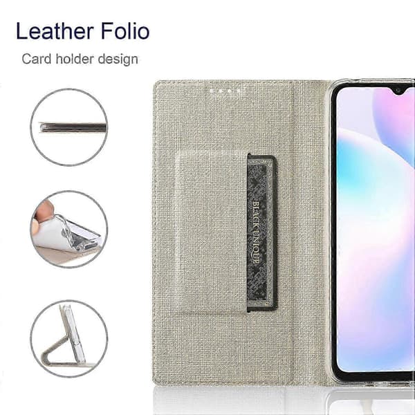 VILI DMX Series kortholder design læder stander etui til Xiaomi Redmi Note 10 4G/Redmi Note 10S - Sort