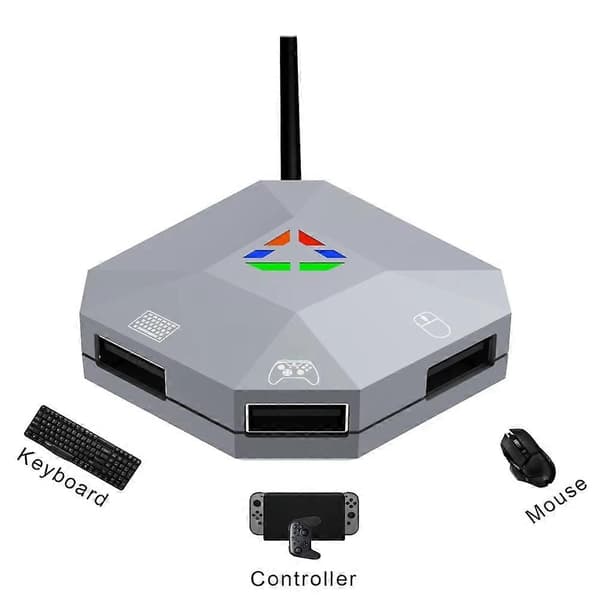 Kablet USB-forbindelse tastatur- og museadapter LED-indikatoromformer til //til /PC/til Switch Grey