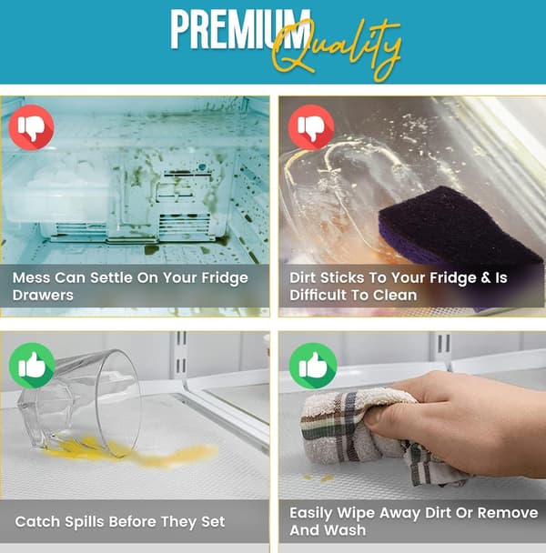 Kitchen Drawer Liners - Cabinet Liners Kitchen Non-Slip Shelf Mat & Refrigerator Liners that Protect Against Spills - Multi-purpose Shelf Liner for Kitchen
