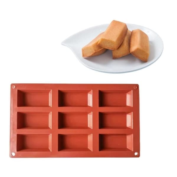 Kageform - Silikone - Financier - 9 Hulrum - Non-stick - Rød