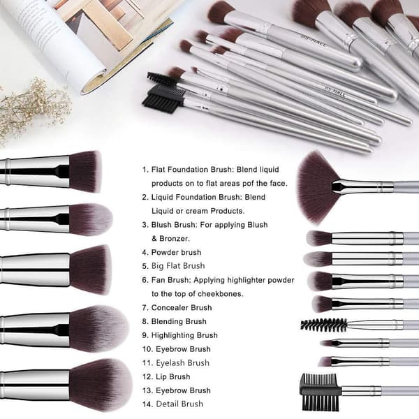 BS04 - BS-MALL 14 stk. eksklusive make-up / makeup børster af bedste kvalitet 150