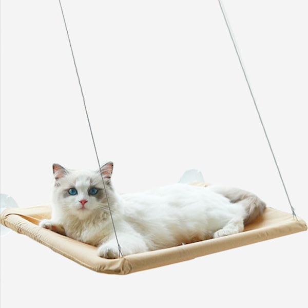 Hängande hängmatta för kattsäng, bekvämt soligt fönstersätesstöd, klätterställning för kattungar, husdjurstillbehör, 20 kg khaki