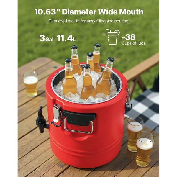 Isoleret drikkevaredispenser, 3 gal/11,4L termisk varm og kold drikkevaredispenser med hane