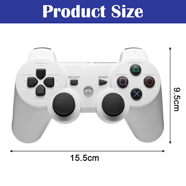 PS3 Bluetooth trådløs Bluetooth vibrationscontroller ps3 spil trådløs controller white