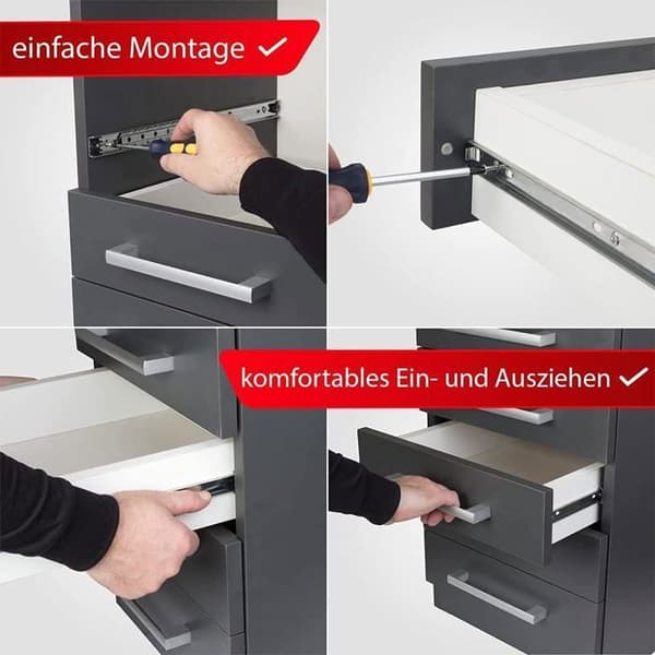 Skuffeskinner, skyveskuffeskinne, DIY kulelagerskuffeskinner, skyvebrett