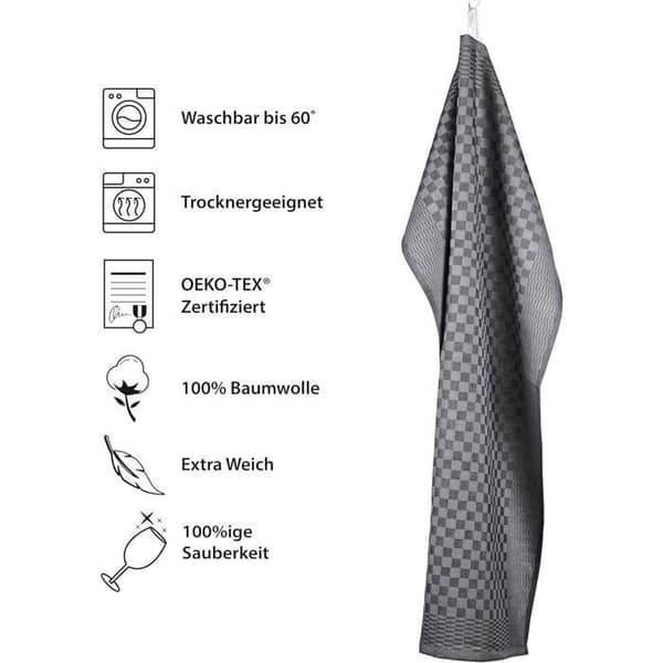 Et sæt inkluderer et håndklæde af førsteklasses kvalitet - 100% superabsorberende bomuld, 34 x 75 cm - sort.