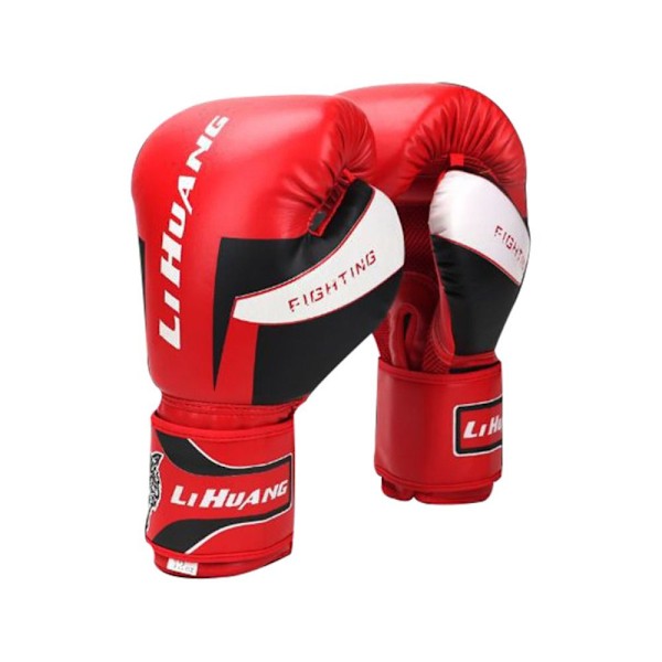 1 par boxningshandskar i PU-läder med andningshål, slitstarka, stängning med handledsband, hög styrka red-8oz