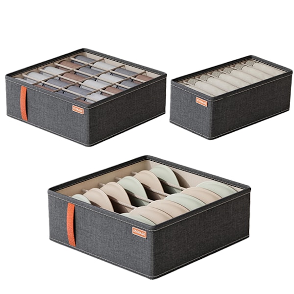 Garderob Underkläder Jeans Fack Förvaringslåda Stapelbara Strumpor BH Byxor Hållare Garderob T-shirts Byxor Organizer Utrymmesbesparande Light Grey - 7 grid