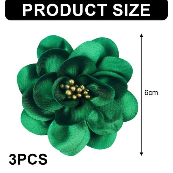 Set med 3 hårklämmor, blomma 8 cm, legering och polyester, bröllopsaccessoar, damdekoration.