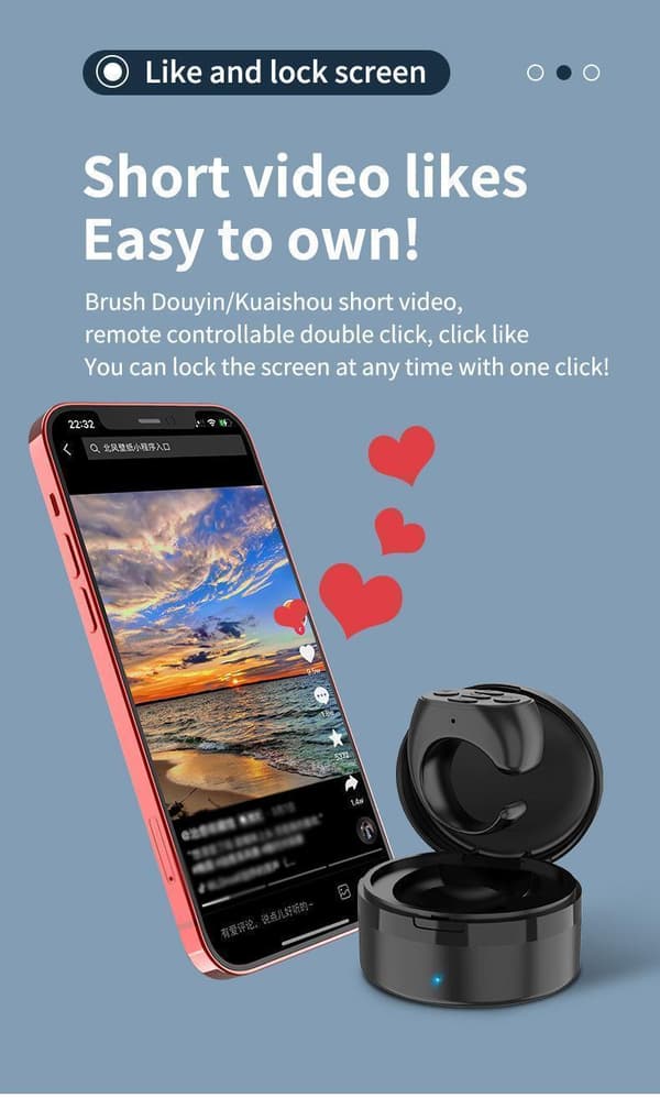 TikTok Scrolling Ring Fjernkontroll, Trådløs Bluetooth Scrolling Ring, Kamera Utløser Fjernkontroll for telefon iOS, Android