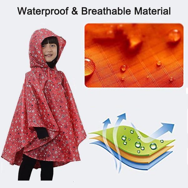 Vind- och vattentät regnjacka för barn - Red Starry Sky Xl-kod (reklamrabattprodukter)