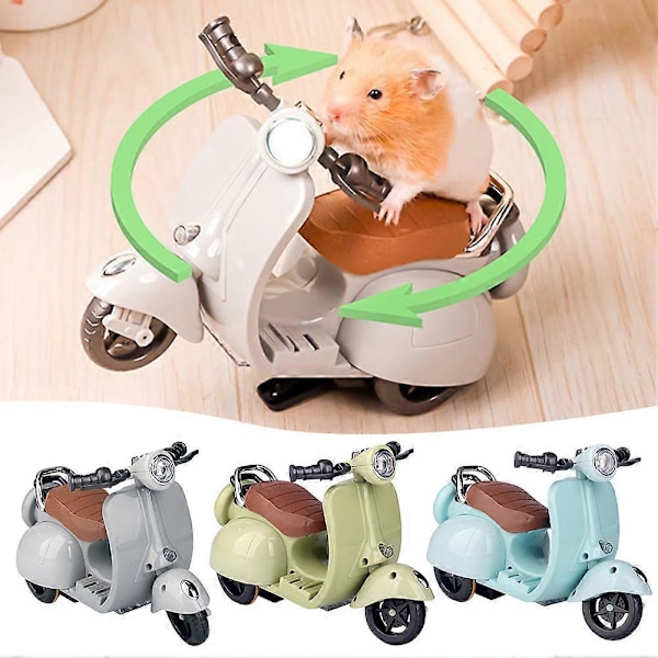Hamster Motorcykel Legetøj med Lys og Musik, LED Kæledyr Scooter Mini Dekor Cykler Hamsterbur Tilbehør Kompatibelt med Marsvin Chinchillaer Gerbiler Blue