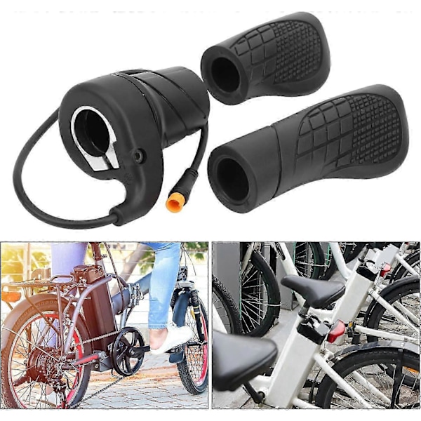 Elcykelgasreglage med halkfri gummidesign, låsringar i aluminiumlegering för stabilitet, optimal prestanda i extremt väder, kompakt och
