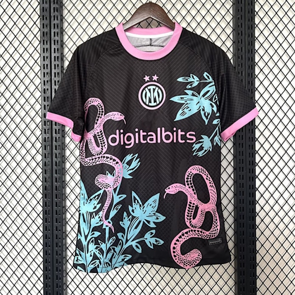 Sæson 2425 FC Internazionale Milano Kortærmet Fodboldtrøje Hurtigtørrende Åndbart Sportstøj Sort Black S