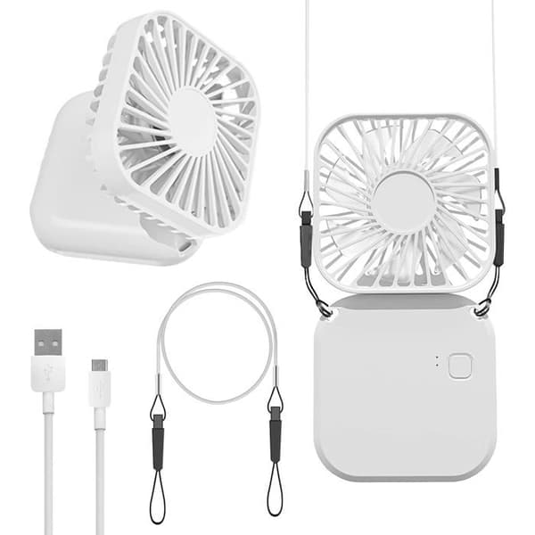 1 Halsventilator, 3 hastigheder, USB, ABS/PC, 5W, Hvid, Udendørs.