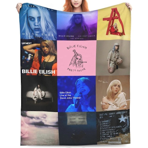 Billie Blanket -peitto, ilmastointipeitto, Eilish-fanituote, albumikansilahjat, pehmeä ja lämmin sänkyyn, sohvalle, kodin sisustukseen (Album Co-KDE46783 76x102cm 40x30in