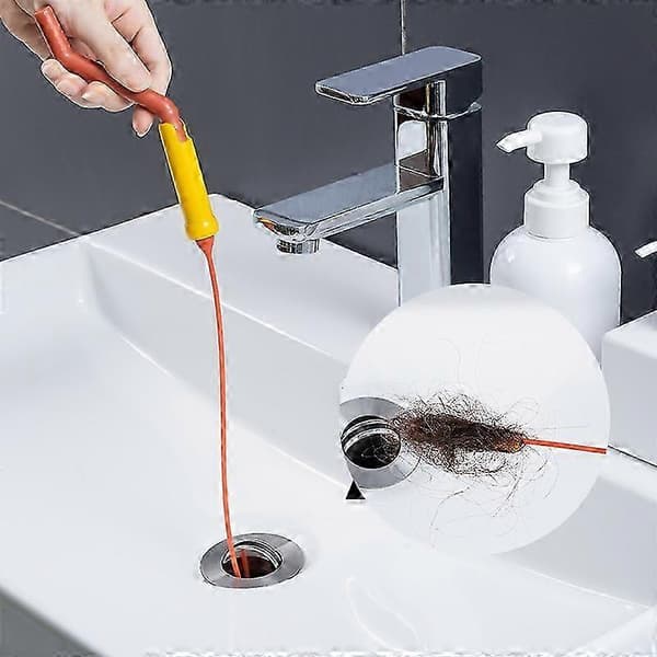 Drain Weasel Drain Cleaner - 65 cm - Tool for removing hair from drains with rotating handle & 3