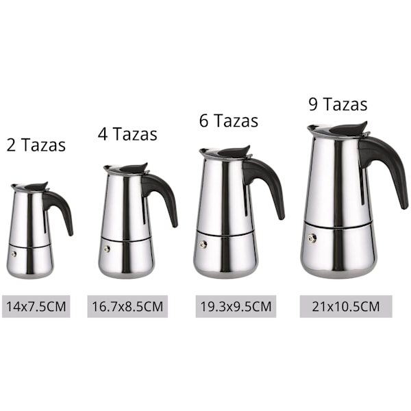 Italiensk kaffemaskine i rustfrit stål til espresso 2/4/6/9 KOPPER Kompatibel med gas, keramisk og elektrisk komfur. 9 Tazas 450ML