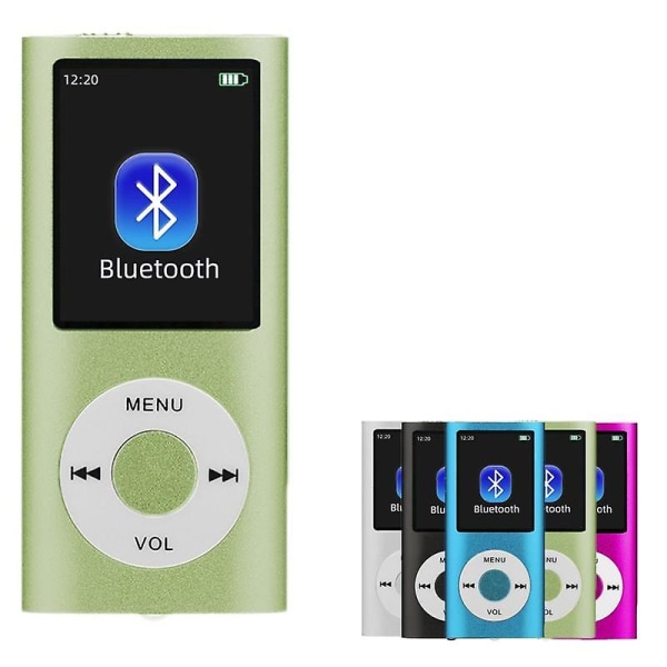 Mp3-spelare/Mp4-spelare, bärbar Mp3-musikspelare med minne SD-kort ultratunn klassisk digital LCD-skärm 1,82' Green 32G