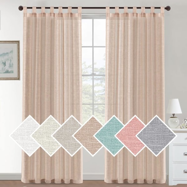 Linnegardiner för Vardagsrum, 2 Stycken, Skira Gardiner, Moderna Öljettgardiner, Dekorativa för Fönster, Heminredning och D Marrón 132X213CM