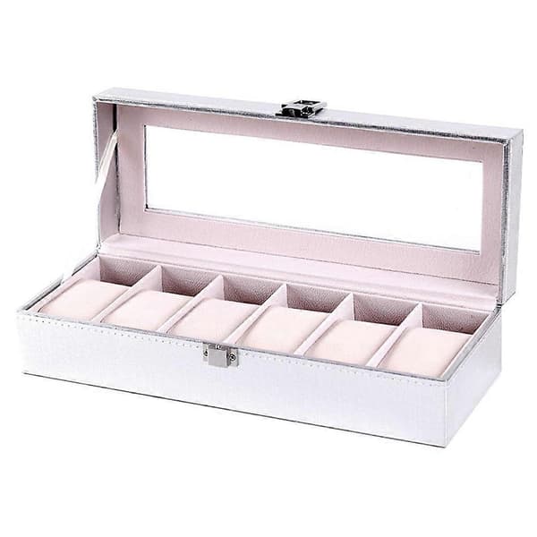6 Gitre Ur Opbevaringsboks Specialetui til Kvinder Piger Ure Dekorativ Organizer Mode G Silver