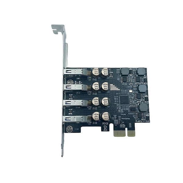 4-ports USB 3.0 PCIE udvidelseskort Riser PCI Express X1 til 4-ports USB3.0 adapter 5Gb USB HUB controller til stationær computer Black