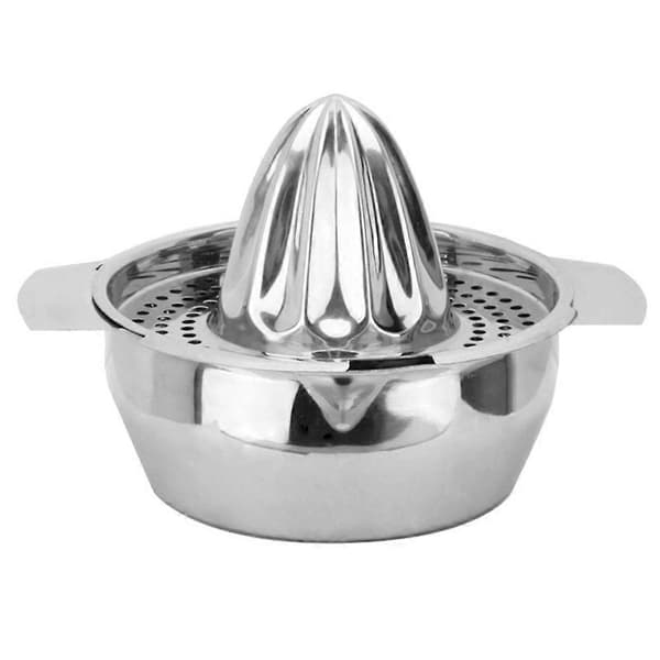 Citronpresser i rustfrit stål Manuel citronpresser Appelsinpresser med beholder Silver