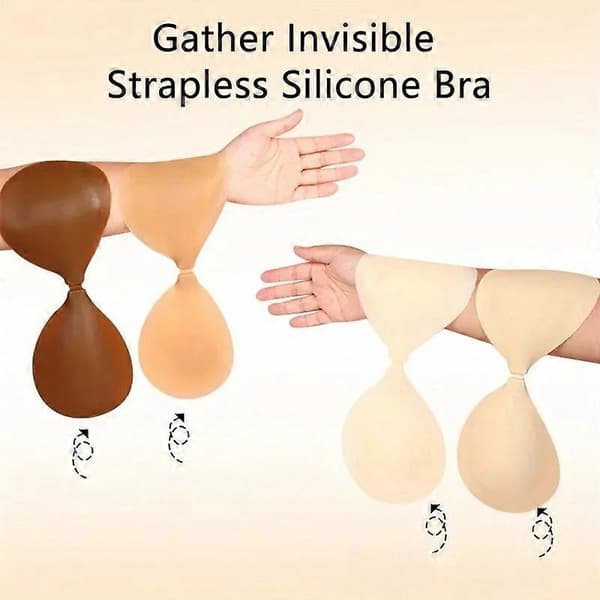 Genanvendelig silikone brystvortedækker til kvinder, selvklæbende stropløs push-up bralette, usynlige brystkronblade lingeri Skin D