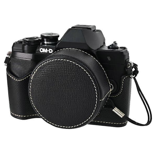 Læretui med halv kropp og objektivdeksel til Olympus OM-D E-M10 Mark IV, skulderstropp - G Multicolor Black