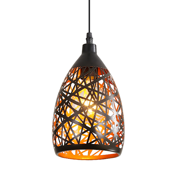 Industriell Hänglampa med Utskuret Hål-mönster, E27 Utan Glödlampa, 14,5x24CM Skärm, Med 1,2M Justerbar Kabel Lámpara Colgante