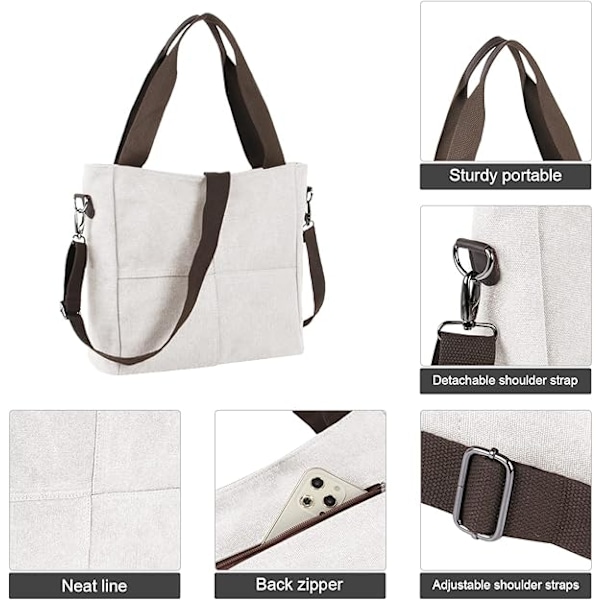 Axelväskor för kvinnor Canvas Axelväska Dam Retro Axelväska Casual Business Axelväskor Rese Axelväska Negro