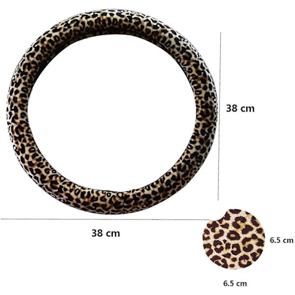 Leopardmønstret rattdeksel for kvinner, leopardmønstrede rattdeksler, leopardbilutstyr beige