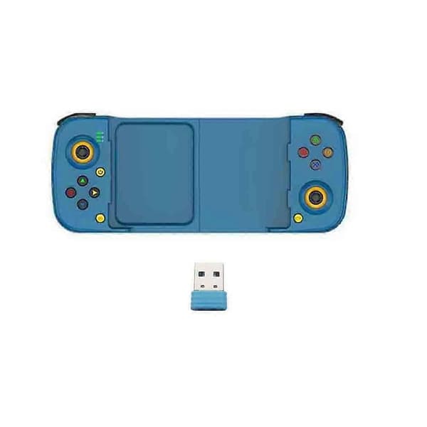 D3 Strækbar Mobil Spilcontroller 3D Joystick Bluetooth 5.0 Trådløs Gamepad til PUBG til iPhone IOS Android C Blue