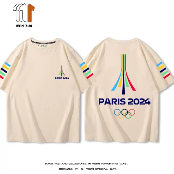 2024 Paris Olympics Rings PARIS Kortärmad T-shirt - Unisex Barn Sport Minnesmärke Topp STYLE 3 140cm