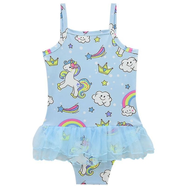 3-9 år Flickor Unicorn Tankini Swimwear Baddräkt Holiday Blue 3-4 Years