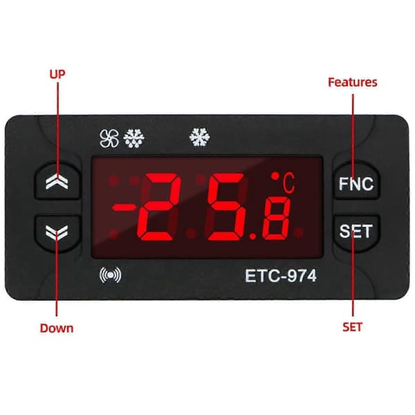 ETC-974 Digital Temperaturregulator Mikrocomputer Termostater Termostat Kølealarm 220V Sensor JP