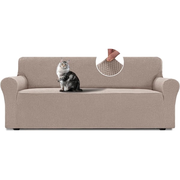 3-sits Sofföverdrag, Justerbara Överdrag, Stretch Sofföverdrag, med Armstöd, Soffskydd för Katter, Hundar och Husdjur, Khaki Khaki 3 seats (185-215 cm)