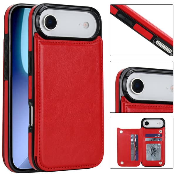 NKOBEE Wallet Case Compatible with iPhone 17 Air Röd
