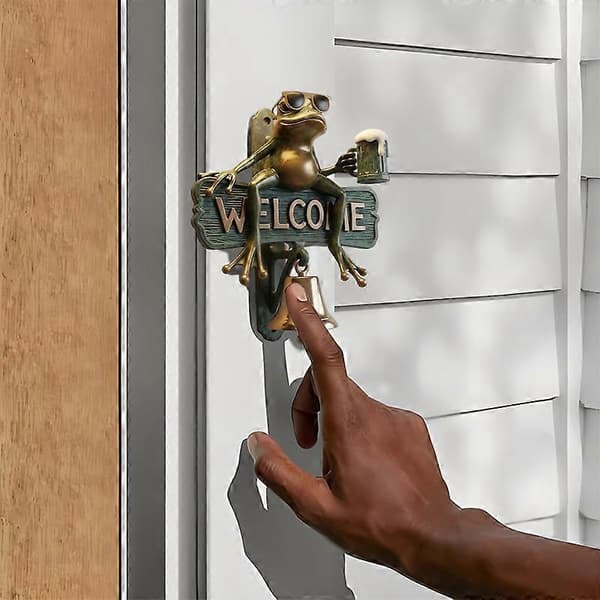 Chill Frog Välkomstdörrklocka, Chill Frog Välkomstskylt Handmålad Öl-Drickande Groda Med Solglasögon