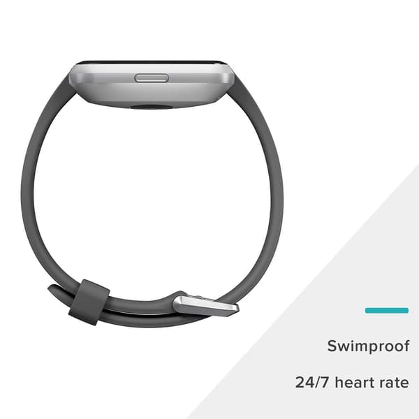 Fitbit Versa Lite 40mm Silver Dial Black Silicone Strap Smartwatch Black black