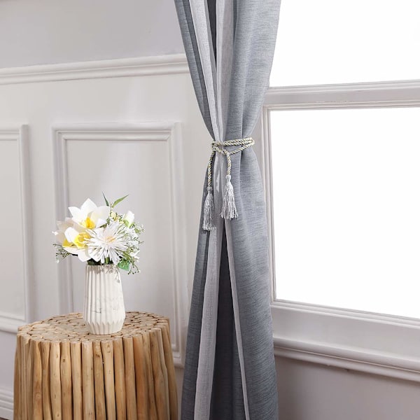 Tyllgardiner, Mörkläggningsgardiner för vardagsrum, 2 stycken, Värmeisolerande gardiner mot kyla och värme för sovrum med öljetter Ljusgrå Gris 132X245CM