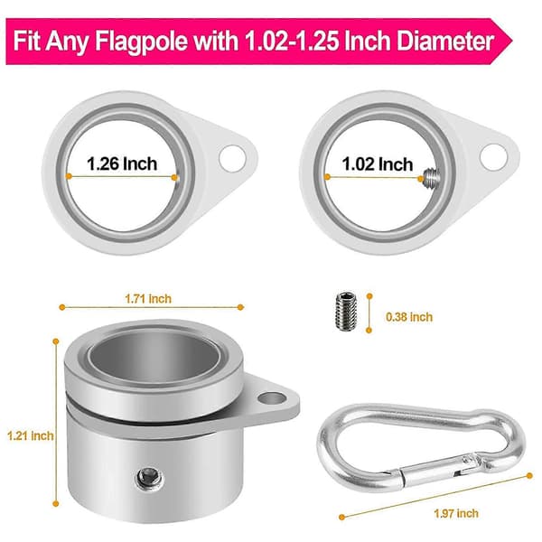 2 stk flaggstangringer flaggstangklemmer flaggfesteringer 1,25 tommer 1.25inch