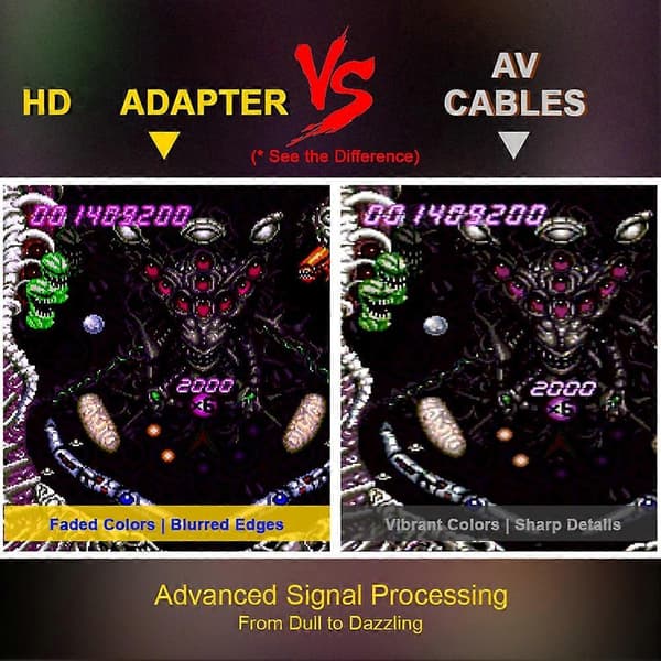 PC Engine RGB til 1080P HDMI-kompatibel video-lydadapter med 16:9/4:3-skift til PCE PC Engine-spilkonsol Black